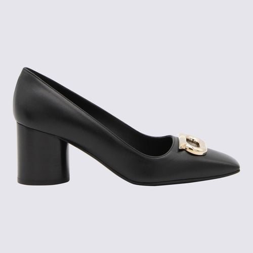 Ferragamo Black Leather Pania Pumps - Ferragamo - Modalova