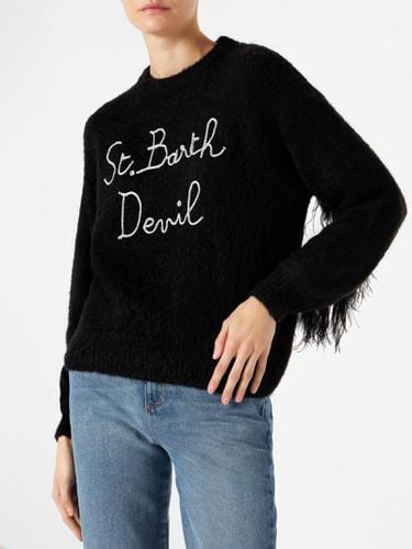 Woman Brushed Crewneck Sweater With Fringe - MC2 Saint Barth - Modalova