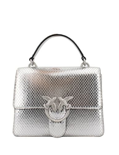 Silver Laminated Mini Love Bag - Pinko - Modalova