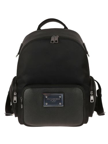 Backpack In Grained Calfskin And Nylon - Dolce & Gabbana - Modalova