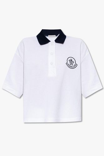 Chest Logo Cropped Knit Polo Shirt - Moncler - Modalova