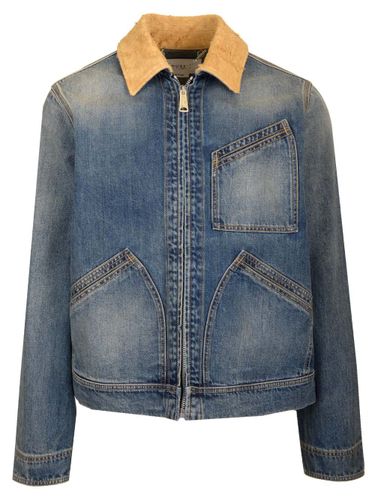 Denim Jacket With Contrasting Sand Suede Collar - Alexander McQueen - Modalova