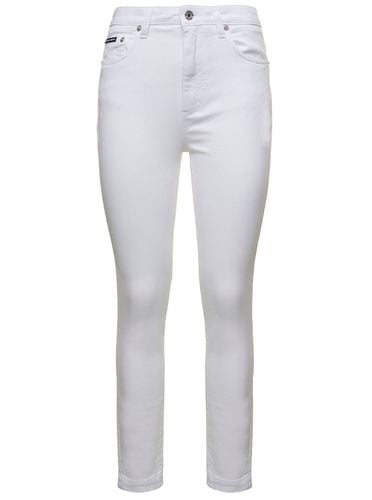Skinny Jeans With Logo Plaque In Cotton Denim Woman - Dolce & Gabbana - Modalova