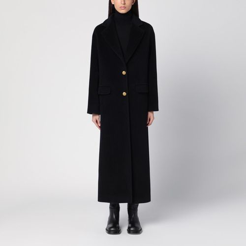 Black Single-breasted Coat In Angora Blend - Tagliatore - Modalova