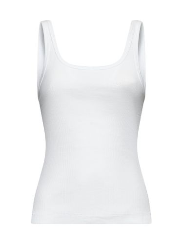 White Ribbed Cotton Tank Top - MM6 Maison Margiela - Modalova