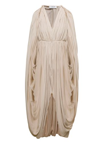 Long Beige Cape Drape Dress In Polyester Woman - Lanvin - Modalova