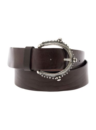 Belt With Circle Buckle In Leather Woman - Parosh - Modalova