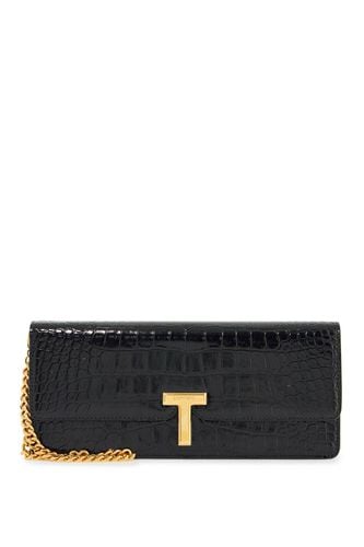 Shiny Black Crocodile Effect Calfskin Clutch - Tom Ford - Modalova