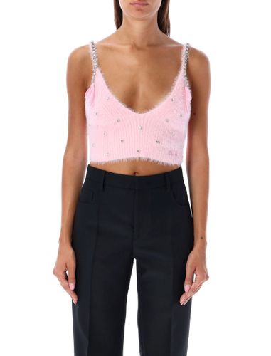 Super Soft Knitted Crop Top With Rhinestones - Philosophy di Lorenzo Serafini - Modalova