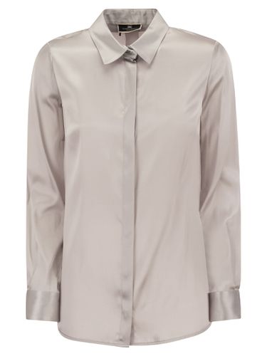 Straight Silk Satin Shirt - Elisabetta Franchi - Modalova