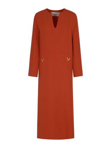 Split Neck Long-sleeved Midi Dress - Valentino - Modalova