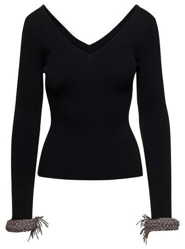 Top With V Neckline And Embellished Wrist In Wool Blend Woman - Giuseppe di Morabito - Modalova