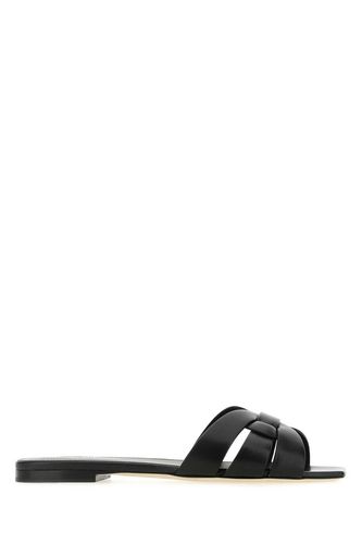 Black Leather Tribute Slippers - Saint Laurent - Modalova