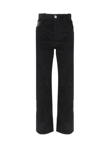 Cotton Velvet Trousers With Leather Detail - Bottega Veneta - Modalova