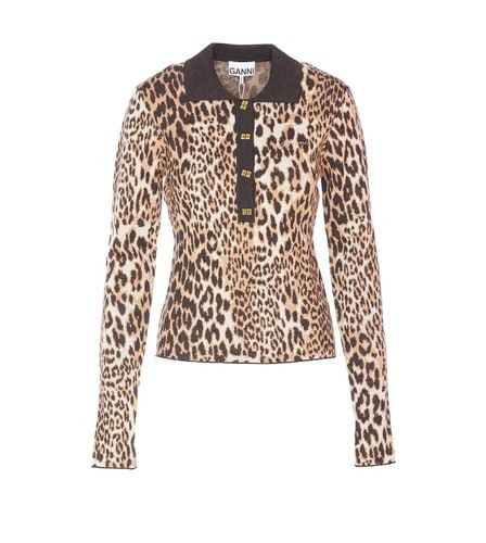 Ganni Leopard Print Polo - Ganni - Modalova