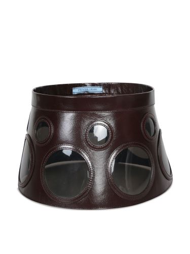 Prada Dark Brown Leather Hat - Prada - Modalova
