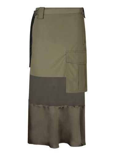 Sacai Kaki Fabric Combo Midi Skirt - Sacai - Modalova