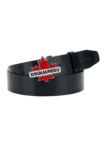 Belt With Maple Leaf Buckle In Leather Man - Dsquared2 - Modalova