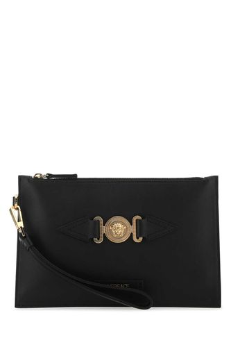 Versace Black Leather Clutch - Versace - Modalova