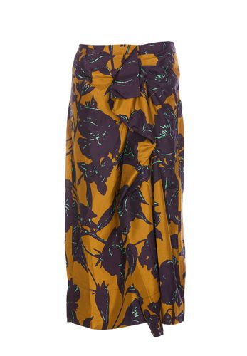 Silk Draped Midi Skirt With Floral Print - Essentiel Antwerp - Modalova