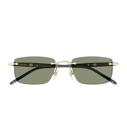 Mb0344s Linea Meisterstück 005 Gold Grey Green Sunglasses - Montblanc - Modalova