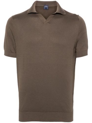 Coffee Brown Cotton Polo Shirt - Fedeli - Modalova