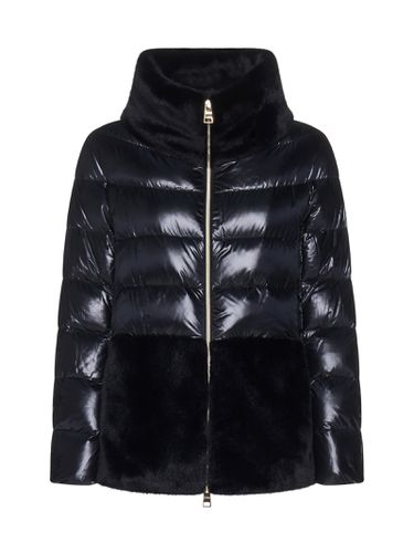 Quilted Nylon And Faux-fur Down Jacket - Herno - Modalova