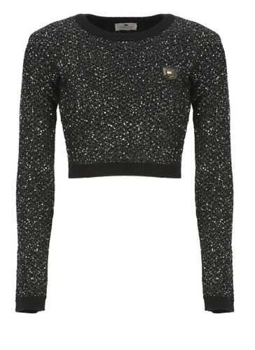 Sequin Thread Cropped Top - Elisabetta Franchi - Modalova