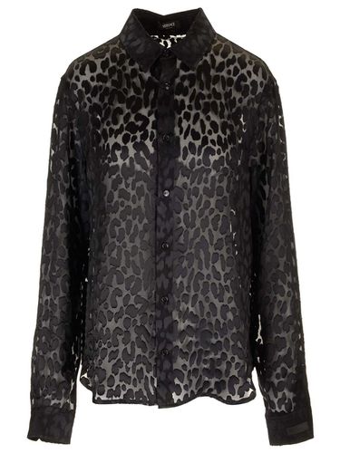 Leopard Satin Jacquard Shirt - Versace - Modalova