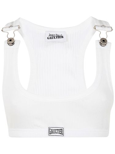 Crop Tank Top With Overall Clipcrop Tank Top With Overall Clip And gaultier Patch - Jean Paul Gaultier - Modalova