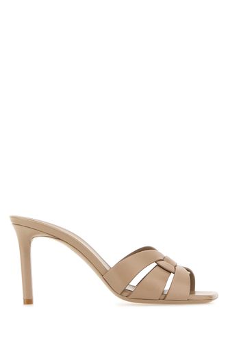 Beige Leather Tribute Mules - Saint Laurent - Modalova