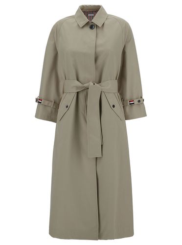 Trench Coat With Matching Belt In Waterproof Cotton Woman - Thom Browne - Modalova