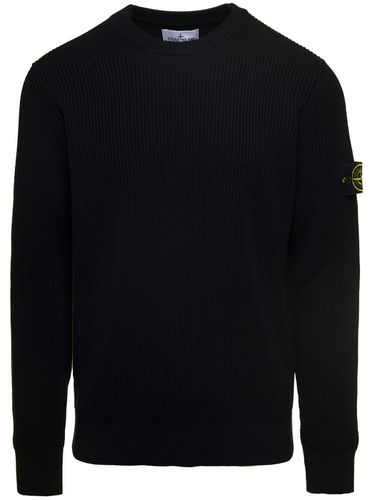 Crewneck Sweater With Logo Patch In Ribbed Wool Man - Stone Island - Modalova