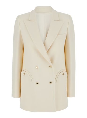 Resolute White Double-breasted Jacket With Peak Revers In Wool Woman - Blazé Milano - Modalova