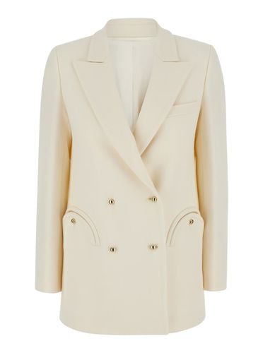 Resolute White Double-breasted Jacket With Peak Revers In Wool Woman - Blazé Milano - Modalova