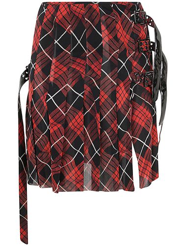 Pleated Mesh Short Skirt Printed distorted Tartan - Jean Paul Gaultier - Modalova