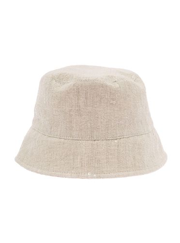 Beige Bucket Hat With All-over Paillettes Embellishment In Linen Woman - Brunello Cucinelli - Modalova