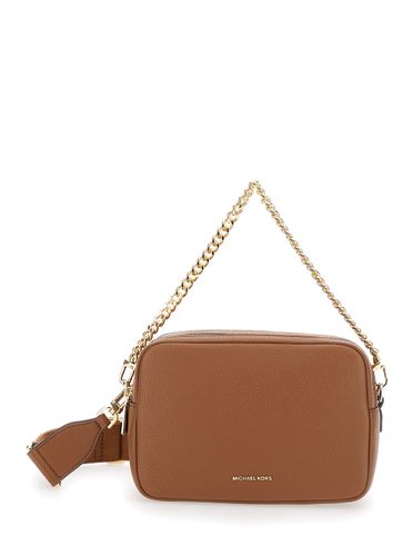 Bryant Brown Shoulder Bag With Logo Lettering On The Front And Chain Shoulder Strap In Hammered Leather Woman - Michael Kors Collection - Modalova