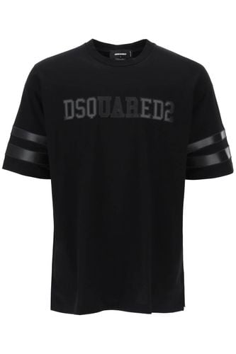 T-shirt With Faux Leather Inserts - Dsquared2 - Modalova