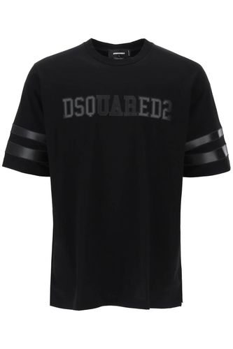 T-shirt With Faux Leather Inserts - Dsquared2 - Modalova