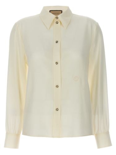 Crêpe De Chine Shirt With Logo Embroidery - Gucci - Modalova