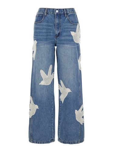 Payton Jeans With All-over Crochet Birds In Cotton Blend Woman - Sea New York - Modalova