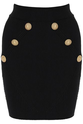 Knit Mini Skirt With Embossed Buttons - Balmain - Modalova