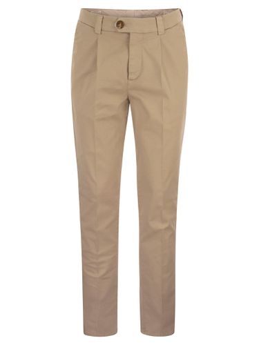 Garment-dyed Leisure Fit Trousers In American Pima Comfort Cotton With Pleats - Brunello Cucinelli - Modalova