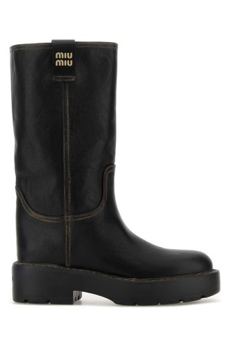 Miu Miu Black Leather Boots - Miu Miu - Modalova