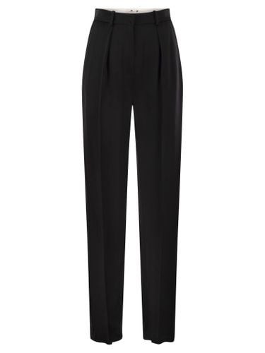 Straight Satin Trousers With Satin Bands - Elisabetta Franchi - Modalova