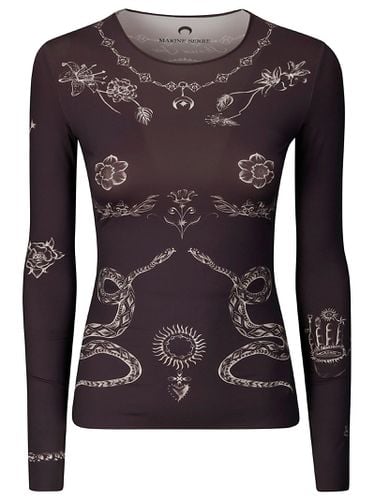 Tattoo Printed Jersey Second Skin Crewneck Top - Marine Serre - Modalova