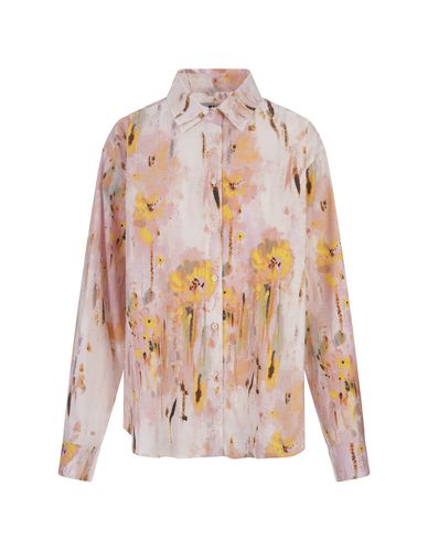 Artsy Flower Print Poplin Shirt - MSGM - Modalova