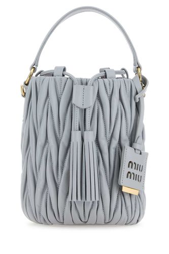 Pastel Light-blue Nappa Leather Bucket Bag - Miu Miu - Modalova