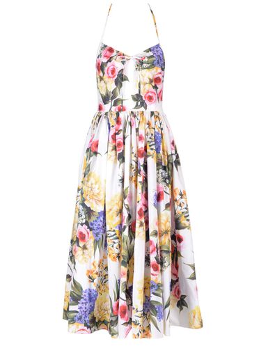 Garden Print Cotton Poplin Dress - Dolce & Gabbana - Modalova